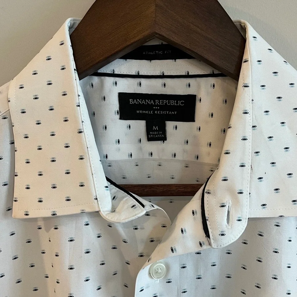 Banana Republic Athletic Fit Geometric Print Wrinkle Resistant Shirt Mens M